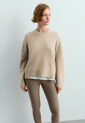 OYSHO, KNIT ROUND-NECK JUMPER - Pullover - mink melange