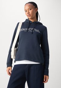 Marc O'Polo LONG SLEEVE HOODED LOGO PRINT - Camisola - deep blue sea