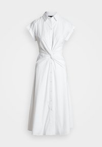 TWIST FRONT COTTON BLEND SHIRTDRESS - Robe chemise - white