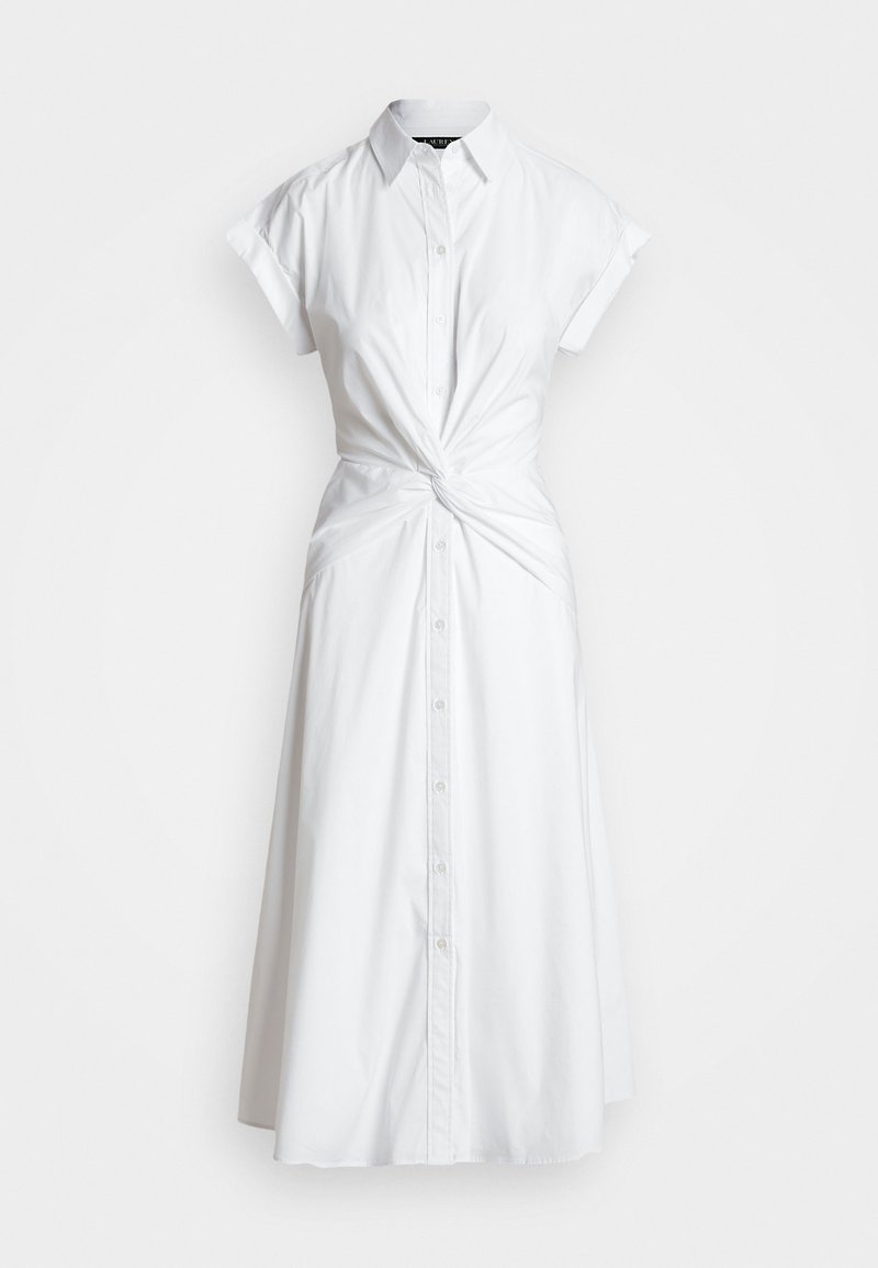 Lauren Ralph Lauren - TWIST FRONT COTTON BLEND SHIRTDRESS - Marškininė suknelė - white, Padidinti