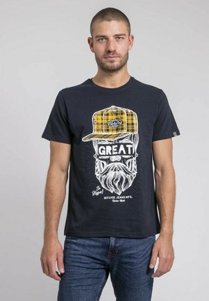 COL ROND - T-shirt imprimé - bleu marine