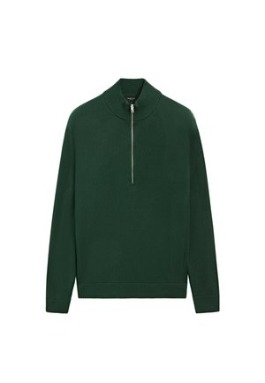 Massimo Dutti, MOCK NECK ZIP KNIT SWEATER - Pullover - mottled green