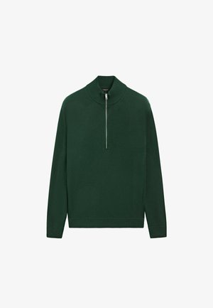 Massimo Dutti, MOCK NECK ZIP KNIT SWEATER - Strickpullover - mottled green