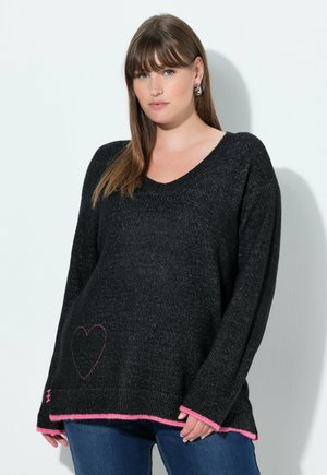 HEART EMBROIDERED  - Strickpullover - black