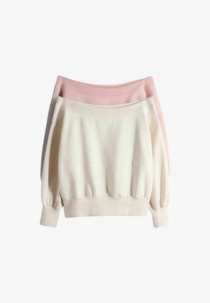 REGULAR FIT - 2 PACK OFF THE SHOULDER LONG SLEEVE - Bluză de molton - pink oatmeal