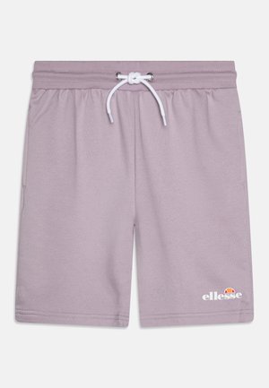 Gaiši violetas elastīgas šortus ar auklu jostasvietā, kuriem apakšā ir balts logo prints un sānu kabatas. Mīksts, gluds audums.