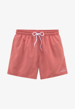 Lachsrosa Badeshorts mit weißer Kordel und "Venice Beach" Logo am unteren rechten Bein, elastischem Bund und Seitentaschen.