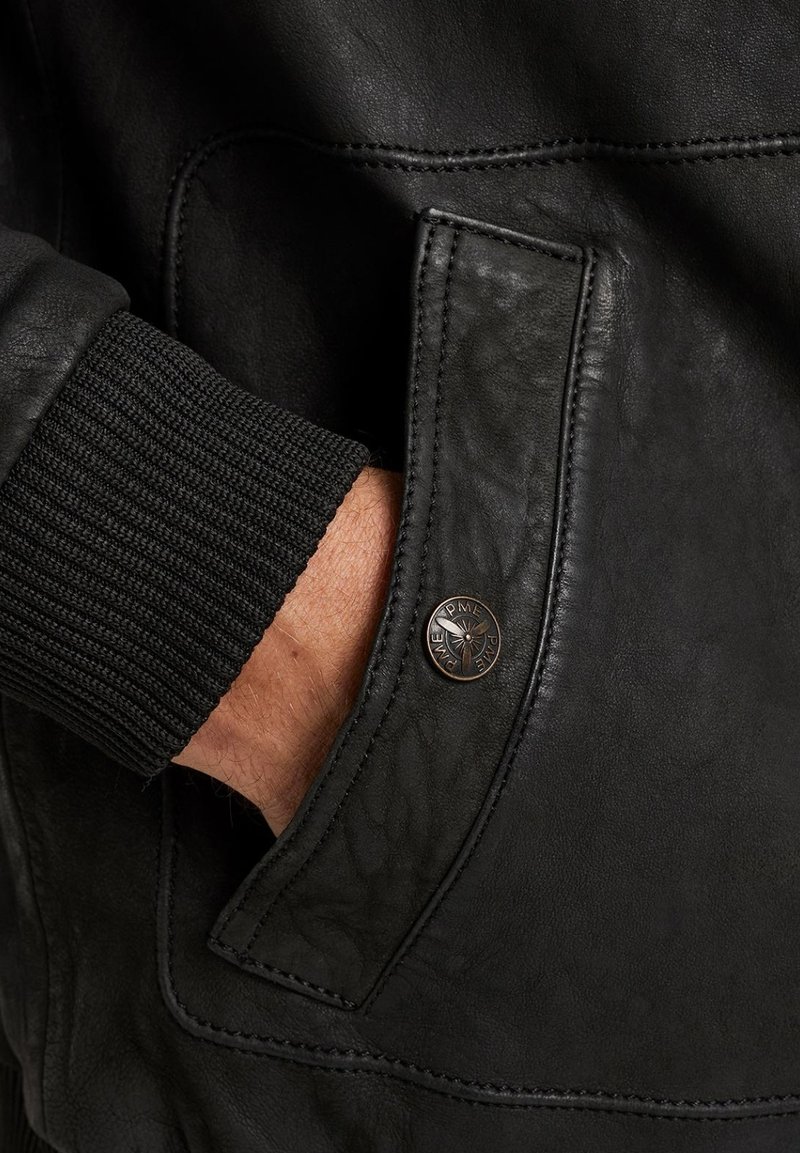 PME Legend Leather jacket - moonless night/black - Zalando