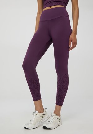 Terranova CON DETTAGLI MACULATI LUCCICANTI - Leggings - viola scuro