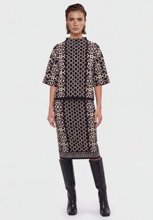 Apart, JACQUARD STRICKROCK - Pencil skirt - schwarz-champagner