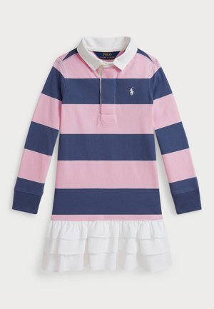 Polo Ralph Lauren WOVEN SKIRT STRIPED COTTON RUGBY DRESS - Robe de jour - garden pink/earth blue