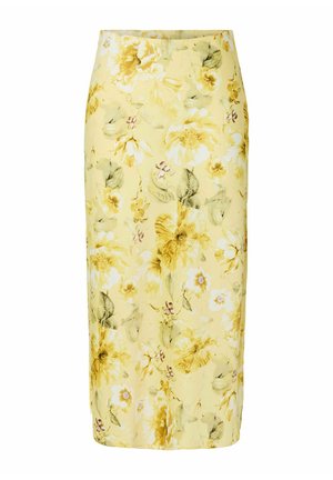 YAS, YASPELLA HW MIDI SKIRT S. NOOS - A-lijn rok - pale banana