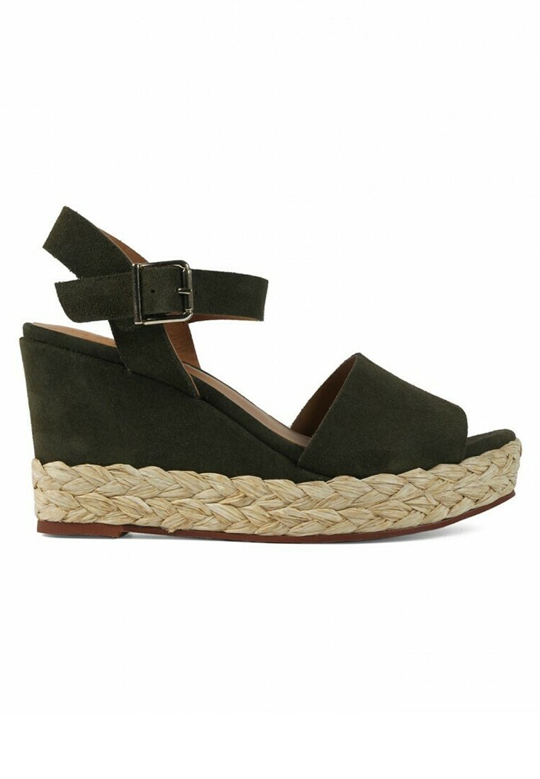 Un Paso Más ESPARTO TRENZADO - Sandalias de cuña - verde/verde oscuro -  Zalando.es