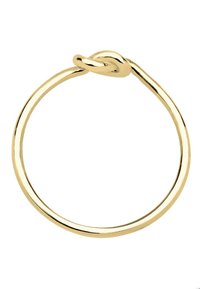 Guldring med en vriden knutdesign, med en len, polerad yta och en delikat rund form. Lämplig för olika tillfällen.