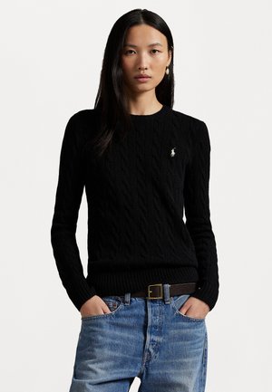 CABLE WOOL-CASHMERE CREWNECK JUMPER - Strikkegenser - black