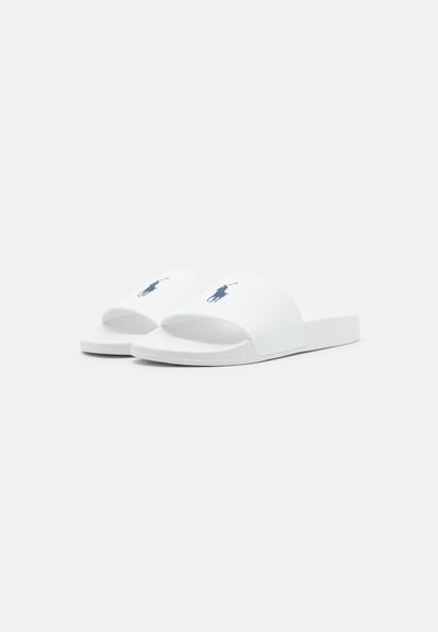 Polo Ralph Lauren SIGNATURE PONY SLIDE - Chinelos de piscina - white/navy