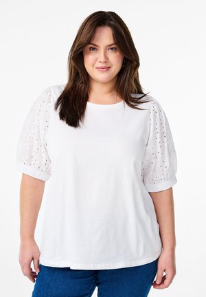 Zizzi Print T-shirt - bright white