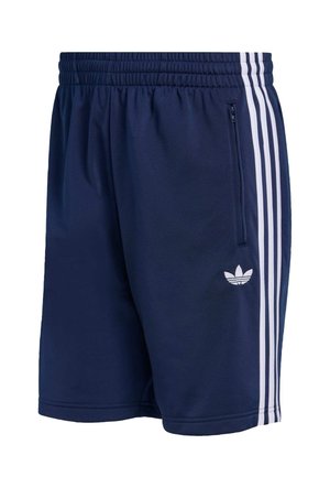 Sportske kratke hlače tamnoplave boje s elastičnim pojasom, bočnim džepom na patentni zatvarač i tri bijele pruge sa strane. Imaju logotip blizu ruba.