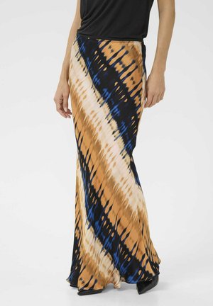 MACY BERNA - Maxi skirt - blue beige graphic