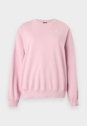 Ανοιχτό ροζ φούτερ με μακριά μανίκια και στρογγυλή λαιμόκοψη με ριμπ τελειώματα στα μανίκια και το κάτω μέρος, με μικρό λευκό λογότυπο Jumpman στο αριστερό στήθος.