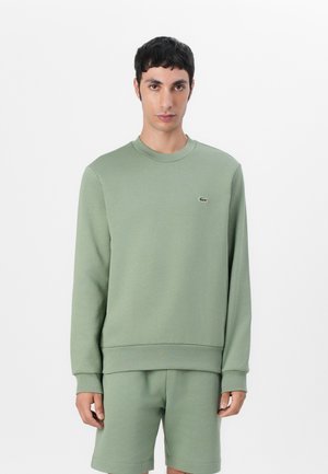 Groene katoenen sweatshirt met een ronde hals en ribgebreide manchetten, voorzien van een klein logo op de borst, gecombineerd met bijpassende shorts.