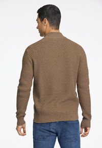 Lindbergh O-NECK STRUCTURE - Tröja med dragkedja - sand mel