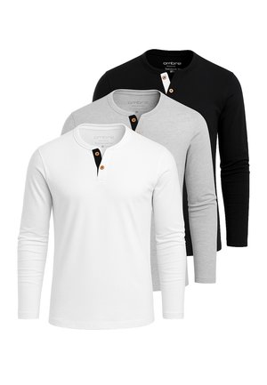 SET OF 3 - Långärmad tröja - white light grey melange black
