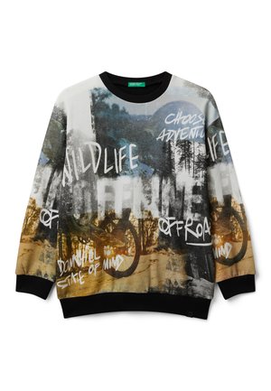 OVERSIZE CREWNECK  WITH PRINTED SLEEVES AND FRONT, BACK IN SOLID COLOR. LOGO LABEL - Sweatshirt - black