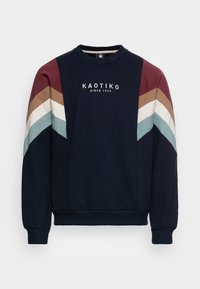 Kaotiko CREW SEATTLE UNISEX - Mikina - navy/dark burgundy/ivory
