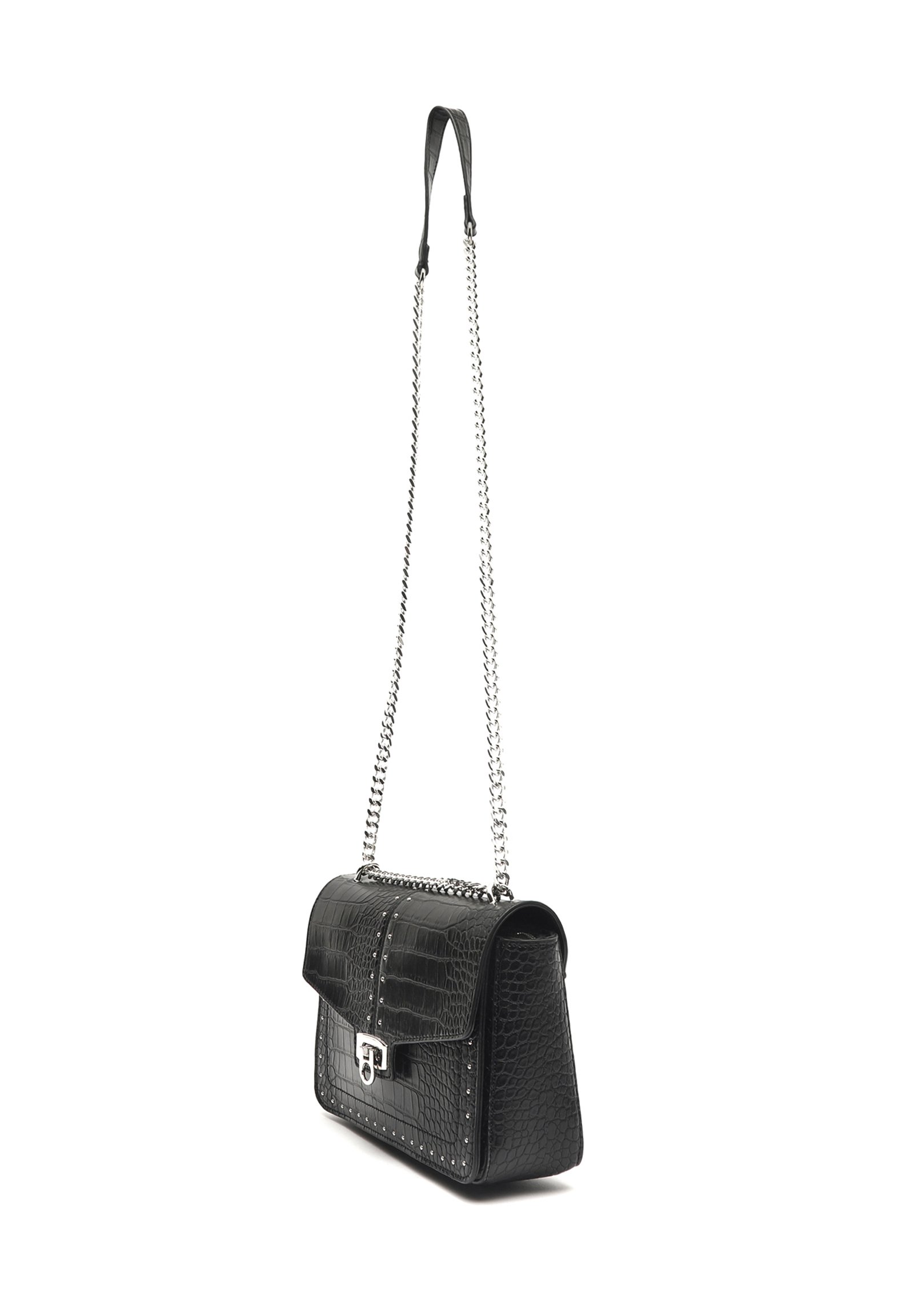 Sac à Bandoulière MISAKO Servy Noir - Cuir Synthétique, Dimensions 18x25x12 Cm, Compartiments Multiples
