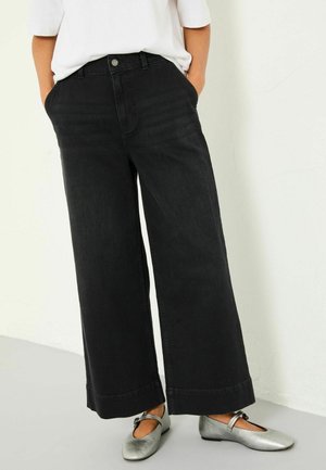 WIDE CROP - Wide Leg - washed black