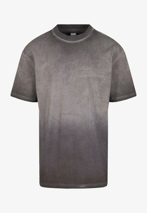 Camiseta de manga corta y cuello redondo en gris oscuro con textura ligeramente desgastada, mostrada de frente sobre un fondo blanco.