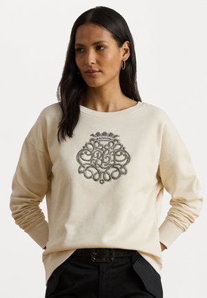 BEADED-CREST FLEECE PULLOVER - Felpa - mascarpone cream