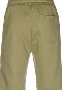 Lys olivengrønne bomullsshorts med elastisk midje, sidelomme og avslappet passform. Glatt tekstur med synlige sømdetaljer.