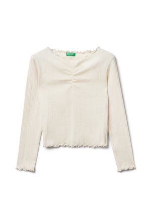 WITH WAVY EDGE - Long sleeved top - white