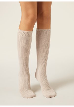 Calzedonia RIBBED LONG - Knæstrømper - grau light natural