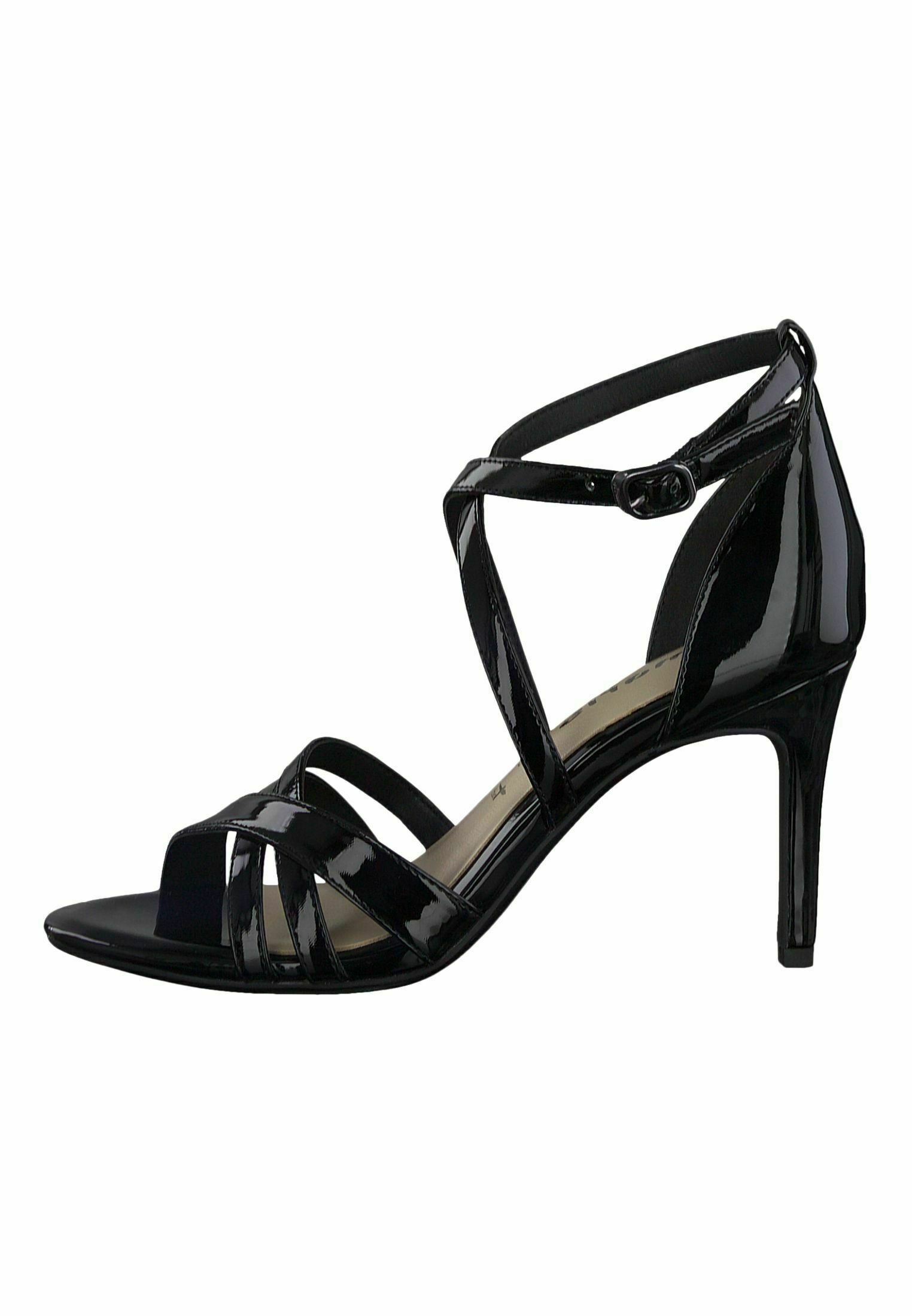 Tamaris Sandalen met hoge hak - black patent/zwart - Zalando.be