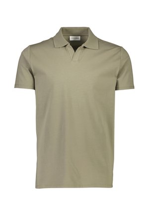 Olive green polo shirt made of soft cotton, featuring a classic collar, short sleeves, and a clean design with no visible patterns or accents.