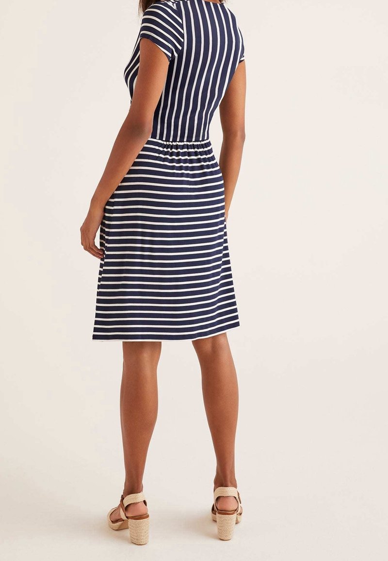 Robe Femme Boden 100% Lin Taille S D-36R UK-10R US-6R Bleu Marine Tissé