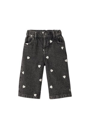 Vertbaudet, VERTBAUDET WEITE BABY JEANS MIT HERZSTICKEREIEN, DEHNBUND - Straight leg jeans - grauer denim
