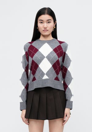 MARGALY - Strickpullover - gris/bordeaux/ecru