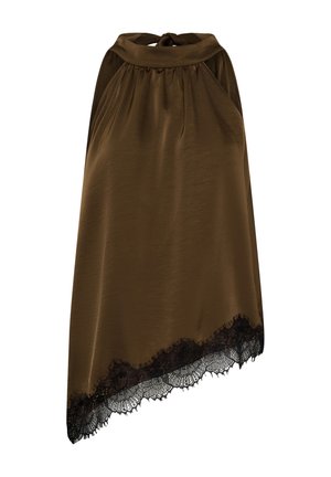 Kaffe, KATHILDE HALTERNECK BLOUSE - Blouse - seal brown black lace