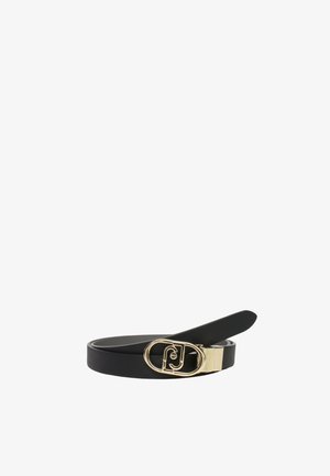 Must juba musta nahast vöö sujuva tekstuuriga ja ovaalse kuldse tooni pandlaga, kus on stiliseeritud logo. Vöö lõpp on terav.