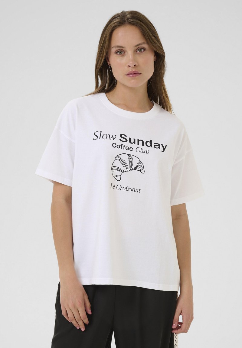 Kaffe ELLY - T-shirt con stampa - optical white