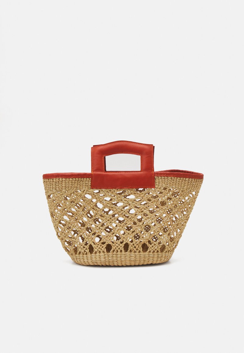 Sensi Studio OPEN WEAVE BASKET BAG - Käsilaukku - beige/orange