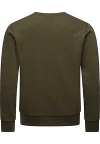 Felpa verde oliva con colletto a girocollo, maniche lunghe e polsini e orlo a costine. Realizzata in un tessuto morbido e strutturato. Design semplice.