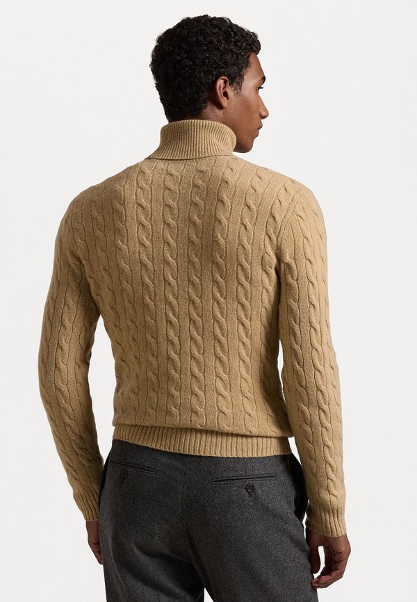 CABLE WOOL CASHMERE ROLL NECK JUMPER - Jumper - camel melange3