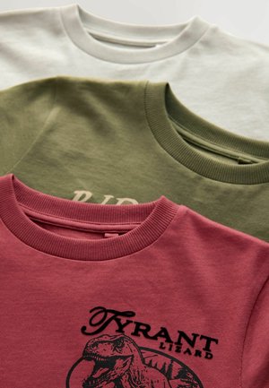 Next SHORT SLEEVE GRAPHIC 3 PACK STANDARD - Tričko s potlačou - khaki grey berry