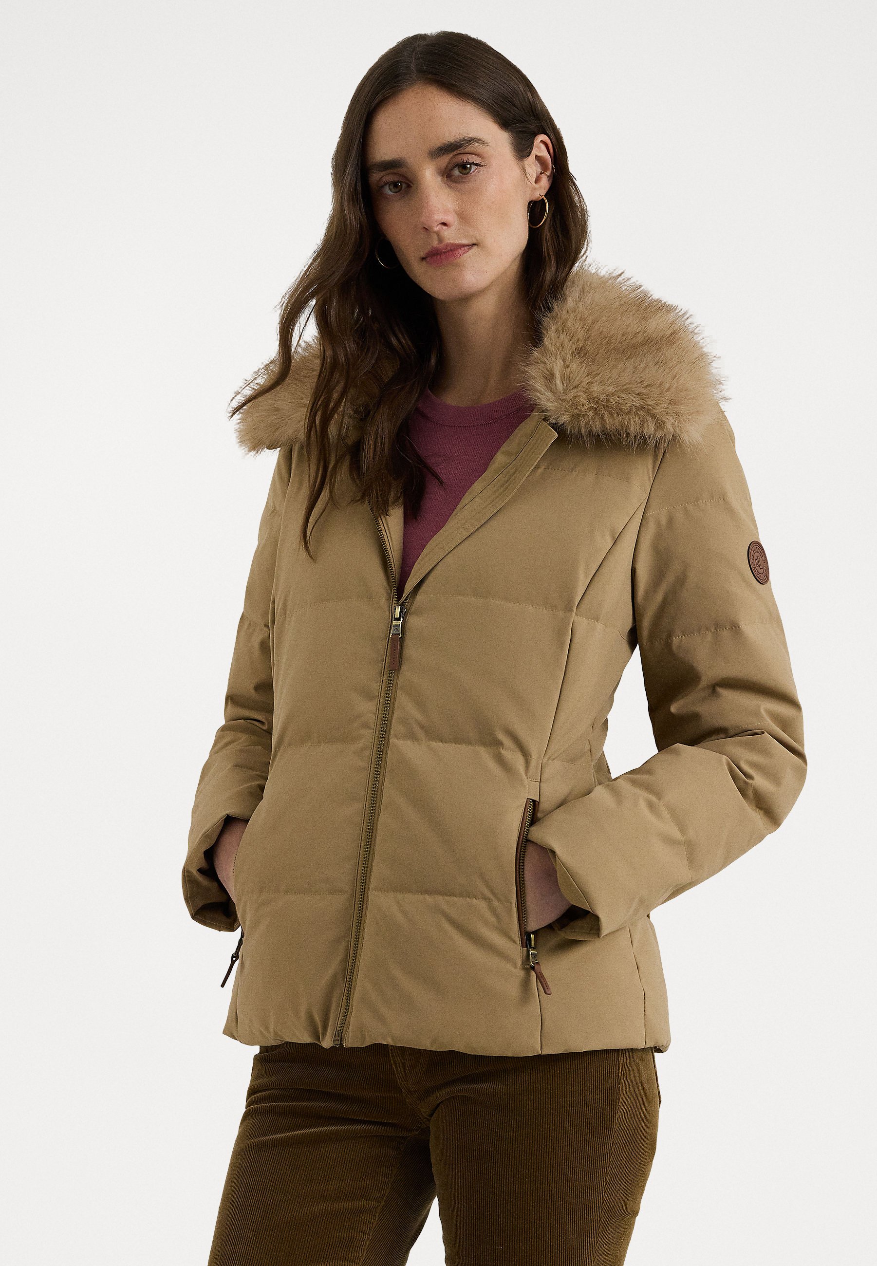 Lauren Ralph Lauren FAUX-FUR-TRIM DOWN COAT Dunjacka beige