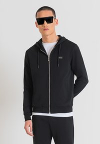 Antony Morato WITH LOGO PLAQUE AND RUBBERIZED BASE - Felpa con zip - black